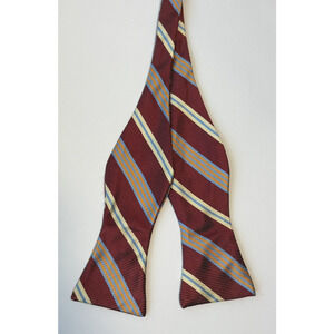 Robert Talbott Men's 100% Silk Adjustable Bow Tie Burgundy/Orange/Cream/Blue USA